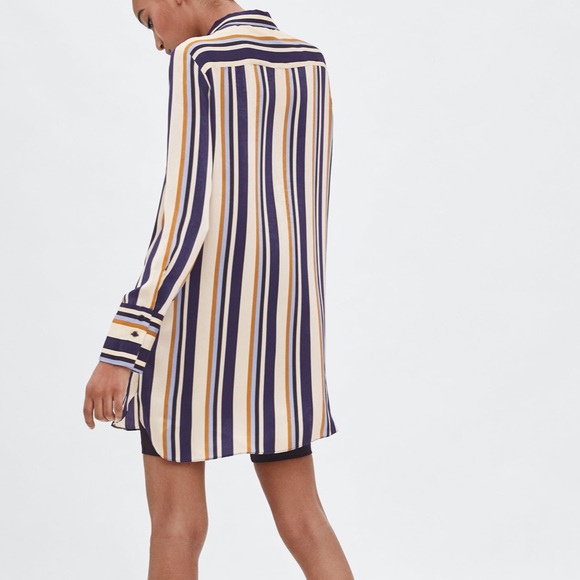 ZARA Long stripe blouse top - Picture 2 of 7